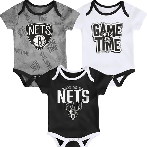 NBA Other - NBA Brooklyn Nets Infant Creeper Set - Black, White, Gray